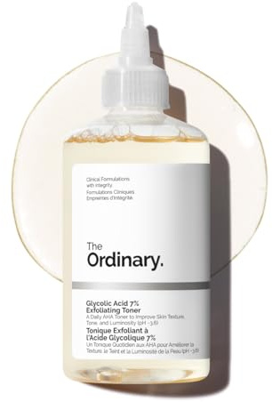 The Ordinary Tonique Exfoliant à l'Acide Glycolique 7%, Tonique quotidien illuminant et lissant, pour un teint plus uniforme, 240ml