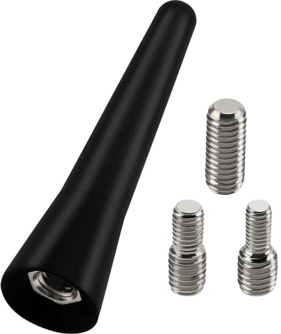 VooGenzek 6.5cm Mini Antenne Voiture Courte, FM/AM Tige d'antenne de Voiture, Mini Antenne de Voiture Universelle, avec 3 Vis M4/M5/M6, pour la Réception Radio FM/AM