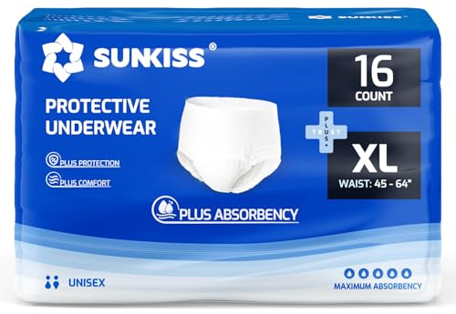 SUNKISS TrustPlus Culottes Adultes pour lncontinence, Culotte Absorbante pour Homme et Femme, Contrôle des Odeurs, Unisexe, Taille XL, 16 Unités