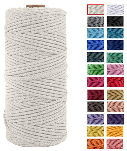 JeogYong Macrame Cord Thick Natural Cotton Cord 3mm x 100m Macrame Cord for Wall Hangers, Plant Hangers, DIY Crafts, Home Decor, Gift Wrapping (Natural)