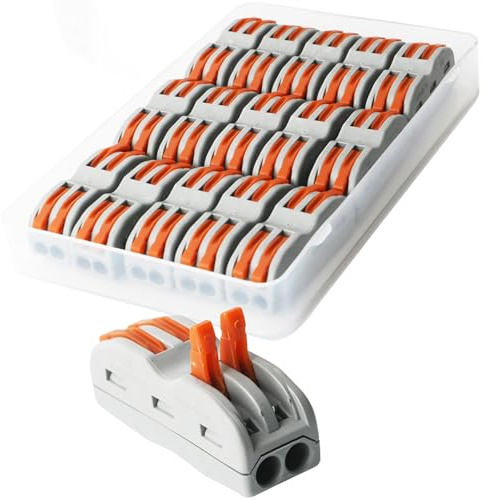 CESFONJER Bornes de Connexion Automatique, Rapide Connecteur de fil de Câble, Connecteur à Ecrou à levier, Assortiment de Conducteurs Connecteurs de fils Compacts SPL-2 (15 Pièces)