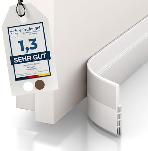 Vellure® Paraspifferi porta blindata - NUOVO Paraspifferi sottoporta Premium (rapido e facile da applicare) ideale anche per protezione da suoni, freddo e chiusura porta d'ingresso (1 x bianco)