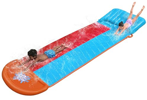 Bestway H20GO Tsunami Double Lane Slip and Slide, Inflatable Water Slide for Kids, Summer Garden Outdoor Toy with Built-in Sprinklers and Splash Ramp