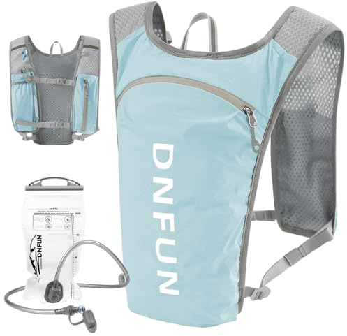 DNFUN Chaleco Running para Hombre y Mujer Mochila Hidratación Trail Running con Cisterna Bolsa de Agua 1.5L ,Mochila Hidratación Silbato y Reflectante para Correr Senderismo