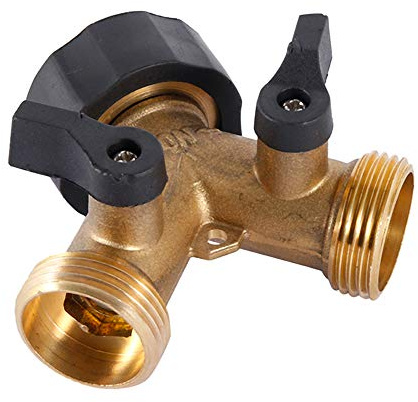 Robinet Double Machine à Laver, Répartiteur Raccord en Y 2 Voies pour Tuyaux d'Alimentation 3/4", Extérieur Jardin Double en Laiton Robuste