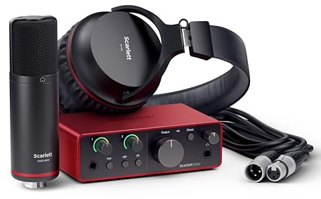 Focusrite Scarlett Solo Studio 4th Gen USB Audio Interface for Songwriters, Guitarists, Singers and Producers with Condenser Mic and Headphones for Recording, Composition, Streams and Podcast