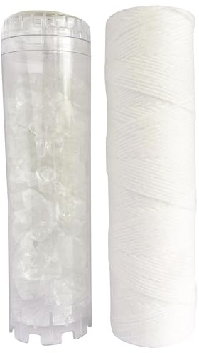 AQUAWATER - 105008 - Kit standard - 1 filtrante bobinée 20 microns et 1 anticalcaire pour filtrer les impuretés contenues dans l’eau- Pour bol de taille standard 10" - Fabriqué en France