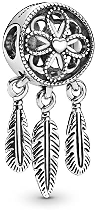 Pandora Spiritual Dreamcatcher Dangle Charm in Sterling Silver 797200 with Follow Your Dreams Engraving - Silver