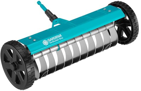 Gardena combisystem Vertical Cutter: The hand-powered lawn scarifier for getting rid of moss, weeds, and thatch, 32 cm working width, with robust wheels and supporting axle for easier work (3395-88)