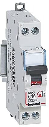 LEGRAND - Disjoncteur Phase + Neutre 230V DNX³ - Pouvoir de Coupure 3000A - 16A Courbe C - Bornes à Vis - 1 Module - Fabriqué En France
