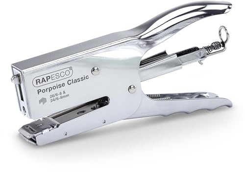 Rapesco R81000A3 Pince Agrafeuse Classique Porpoise, Capacité de 45 Feuilles, Chrome