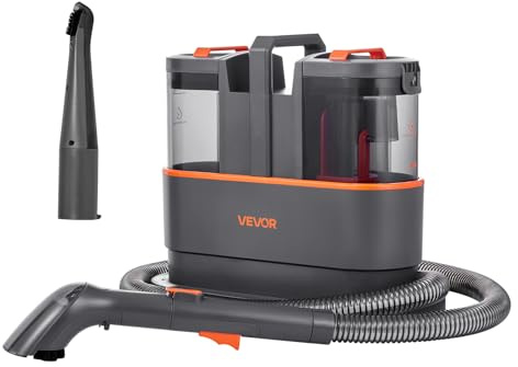 VEVOR Shampouineuse Portative 11,5 kPa, Nettoyeur de Tapis et Moquette avec Réservoir d'Eau Propre de 1,5 L et Réservoir d'Eau Sale de 0,8 L, Aspirateur Détacheur pour Tapisserie, Canapé et Voiture