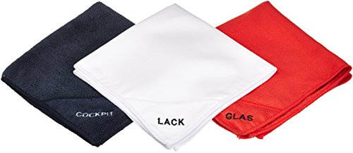 IWH 071123 Set de 3 Chiffons Microfibre pour Véhicule - Cockpit, Verre, Vernis - 40x30 cm