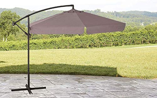 GARDENIA D300 Ombrellone da Giardino Ø mt. 3X3 Decentrato in Acciaio da Esterno Arredo Piscina, Gazebo, Terrazze, Bar, Hotel, Balconi - Palo Antracite Telo Beige Scuro