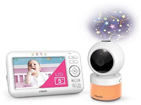 VTech VM5463 Digital Video Baby Monitor with 5-inch Colour Screen, Pan/Tilt/Zoom, Night Vision, Ceiling Projection