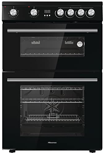 Hisense HDE3211BBUK 60cm Free Standing Electric Double Oven Cooker with Ceramic Hob - Black - A+/A Rated