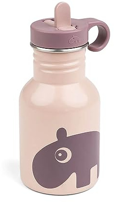 Done by Deer Ozzo Stainless Steel Water Bottle 350ml - Powder Pink with Hideaway Straw