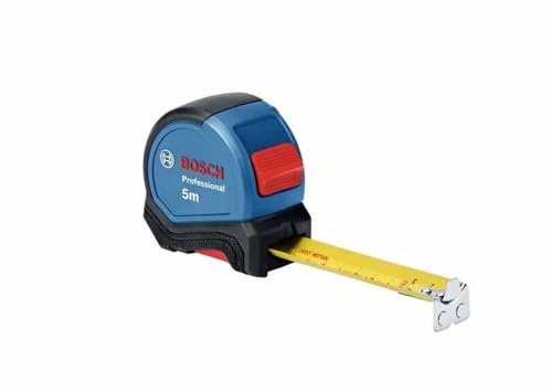 Bosch Professional mètre ruban 5 m (utilisable d’une seule main, pince de ceinture, crochet aimanté, 2 boutons d’arrêt, ruban 27 mm en acier revêtu de nylon, avec blister) - Set Amazon Exclusive