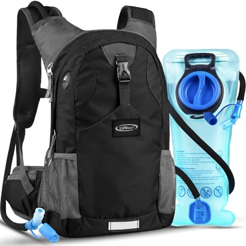 Lunidry 20L Mochila de Hidratación, Mochila con Bolsa de Agua 2L, Mochilas Trail Running para Correr, Ciclismo, Camping, Bicicleta Senderismo, Mochila con Sistema de Hidratación para hombresy Mujeres