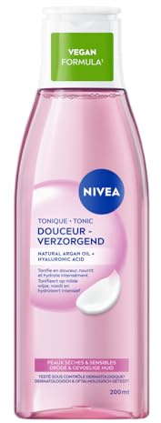 NIVEA - Tonique Douceur - Nettoyant Visage - Elimine Les Impuretés & Tonifie La Peau - Hydrate & Apaise - Huile D'Amande Douce & Hydramine - Vegan - Peaux Sèches & Sensibles - 200 ml