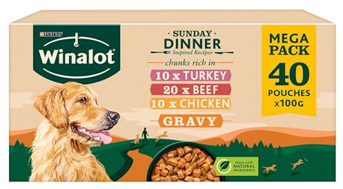 WINALOT Sunday Dinner Mixed in Gravy Wet Dog Food Pouches 40x100g