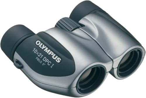 Olympus 10x21 Roamer DPC I Silver Binoculars with Case - Compact, 10x Magnification, Anti-Reflective Coating