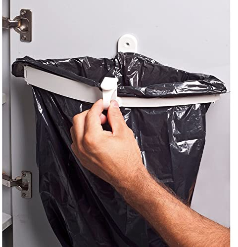 Porte Sacs Poubelles Mural BRUNNER Blanc Plastique - Installation Facile sur Portes et Parois