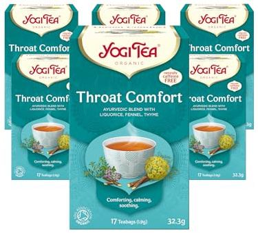 Yogi Tea, Throat Comfort, Organic Herbal Tea, Naturally Caffeine Free, Blend of Liquorice, Fennel and Thyme, 6 Packs x 17 Tea Bags (102 Teabags Total)