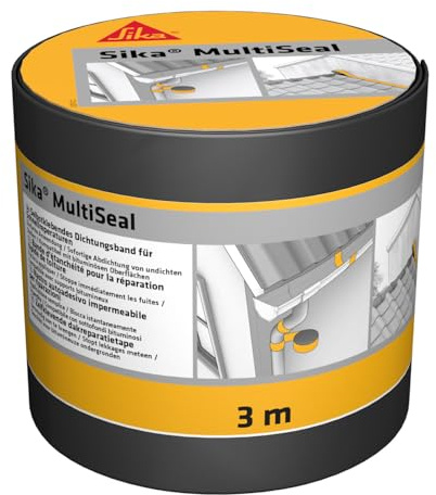 SIKA - Bande d'étanchéité autocollante pour la réparation de toiture/gouttière Multiseal Gris - Multisupports - Résistant aux UV/Déchirure - Pose facile - Peut-être peint - 100mm x 3m