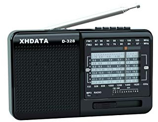 XHDATA D-328 Radio Portable FM AM SW Support TF Card MP3 Pocket Radio with Rechargeable Battery Black