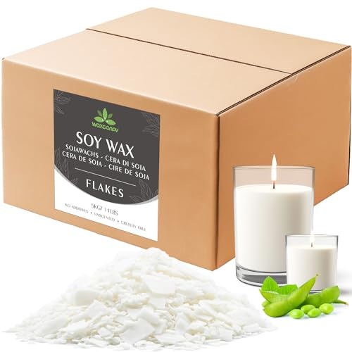 Cire de Soja pour Bougies 5kg, Cire Végétale Naturelle à Fondre pour la Création et Fabrication de Bougies Maison, 100% Écologique