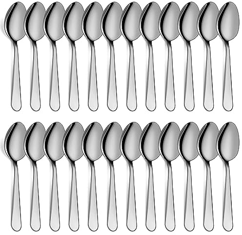 Teaspoons Set of 24, 6 inch Stainless Steel Tea Spoons, Food Grade Cutlery Spoons Set for Tea, Coffee, Use for Home, Kitchen, Restaurant, Dishwasher Safe