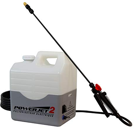 MULTIREX PowerJet 2 Pulvérisateur Électrique 12V Blanc & Gris - Portée 10m, Autonomie 5h, Pompe 5.5 Bar, Lance Carbone 1.5m, 7 Buses