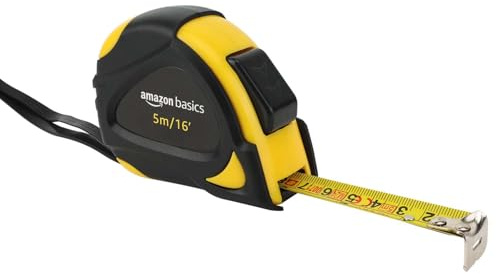 Amazon Basics Ruban métrique con mesure automático, précision MID, 5 m, Noir, Amarillo