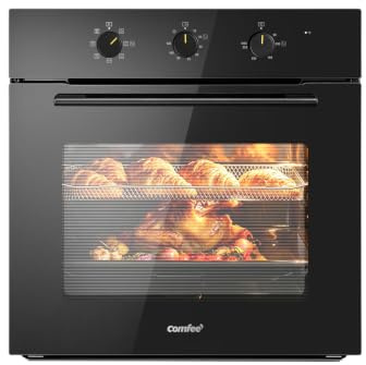 COMFEE' 60L, 60cm Wide, Single Electric Built-in Fan Oven, 8 Function with Air Fry, Multiphase Cooking and Easy Cleaning Removable Door, Color Black - CBO60M80M1-BK