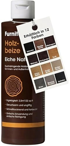 Furniture Clinic Wood Stain (Natural Oak) – Fast Drying, Highly Concentrated, and Easy-to-Apply Light Oak Wood Stain for All Indoor & Outdoor Wood – Water Based & Non-Toxic – 250ml