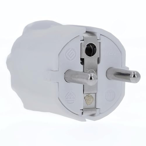 as - Schwabe 62221 - Enchufe de PVC, blanco, doble contacto de puesta a tierra, 230 V