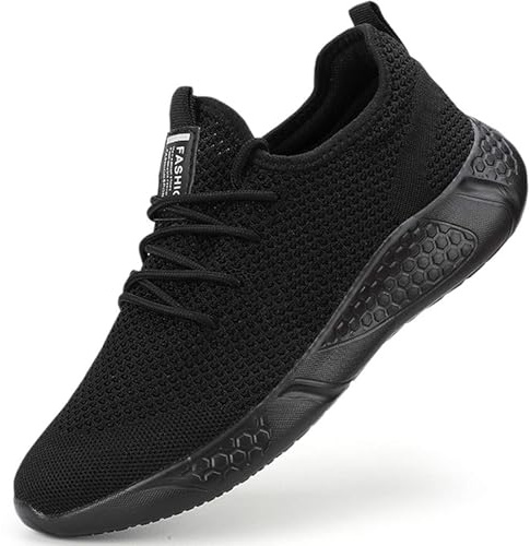 BUBUDENG Men's Trainers Fashion Sneakers Walking Casual Running Shoes Gym Sport Tennis Shoes Black,9 UK(Label Size: 43)