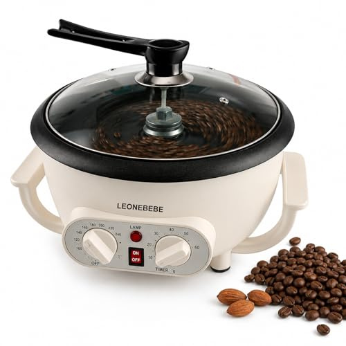 Torréfacteurs de café, Grille-pain électrique pour la maison, café en grain, cacahuète, noix de coco, châtaignes, grille-pain, température réglable, 750 g, capacité pour cafétéria, magasin/maison