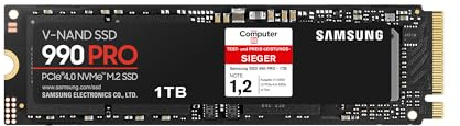 Samsung 990 PRO 1TB PCIe 4.0 (up to 7450 MB/s) NVMe M.2 (2280) Internal Solid State Drive (SSD) (MZ-V9P1T0BW)