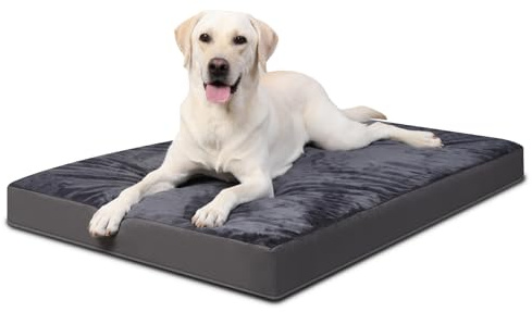Favodormir Cuccia Cane Interno Taglia Grande Sfoderabile e Lavabile, Ortopedica Cuscino Letto per Cani Base Antiscivolo Materassino Cane Esterno, Grigio Scuro, 91x68x7cm
