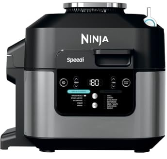 Ninja Speedi 12-in-1 Multi-Cooker, Air Fryer and Slow Cooker, 5.7L Cooking Pot, Meals for 4 in Minutes, Air Fry, Steam, Grill, Bake, Roast, Sear, Slow Cook and More, Grey ON500UK