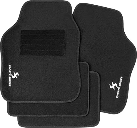 WOLTU Tapis Voiture Universel, Tapis de Voiture Antidérapant, 4 Pièces, Noir