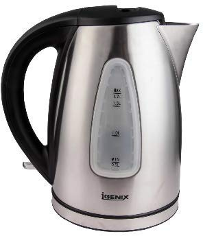 Igenix IG7251 1.7L Silver Cordless Jug Kettle 3000W Brushed Stainless Steel