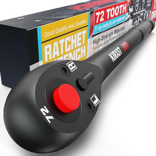 KIRXST Cricchetto Reversibile 1/2", 280mm Cricchetto Reversibile, Impugnatura a Cricchetto Sgancio Rapido a 72 Denti, Adatto per Riparazioni Domestiche e Automobilistiche