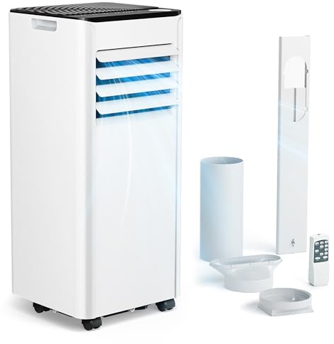 EUHOMY Climatiseur mobile 7000 BTU 2,0 kW (avec télécommande), climatiseur portable quatre en un, fonctionnement silencieux, écran LED, surface couverte 20 m², minuterie 24 heures