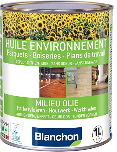 Blanchon Huile Parquet Environnement Bois Brut 1L - Ecolabel Européen, Biosourcée, Finition Ultra Mat