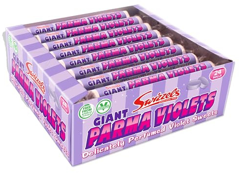 Swizzels Giant Parma Violets Rolls, 24 Pack (24 x 40g), Floral Flavour Retro Sweets with Classic Parma Violet Taste for Sharing, Gifting & Celebrations