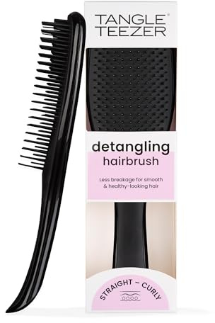 Tangle Teezer Ultimate Detangler Hairbrush - For Wet & Dry Hair - Detangling Brush for All Hair Types - Two-Tiered Teeth Reduce Breakage & Eliminate Knots - Liquorice Black