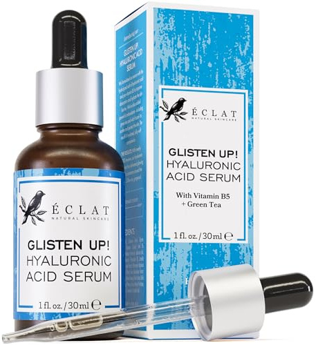 Eclat Skincare Hyaluronic Acid Serum for Face – 2.5% Hyaluronic Acid + 3% B5, Vitamin C & E - Hydrating Anti Aging & Anti Wrinkle Face Serum - Moisturizing & Plumping Formula for Smooth Skin 30 ml